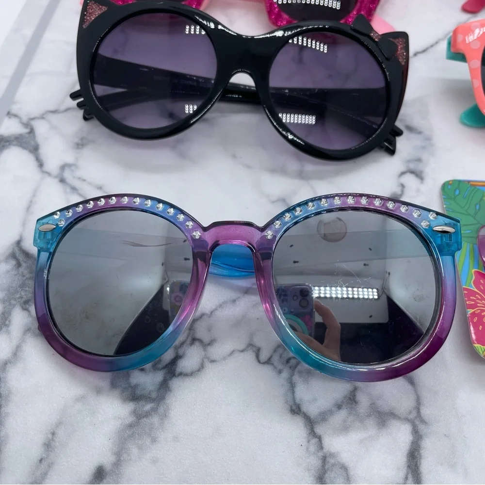 Girls Sunglasses Lot 6 Pairs Birthday Kitty Flower Novelty